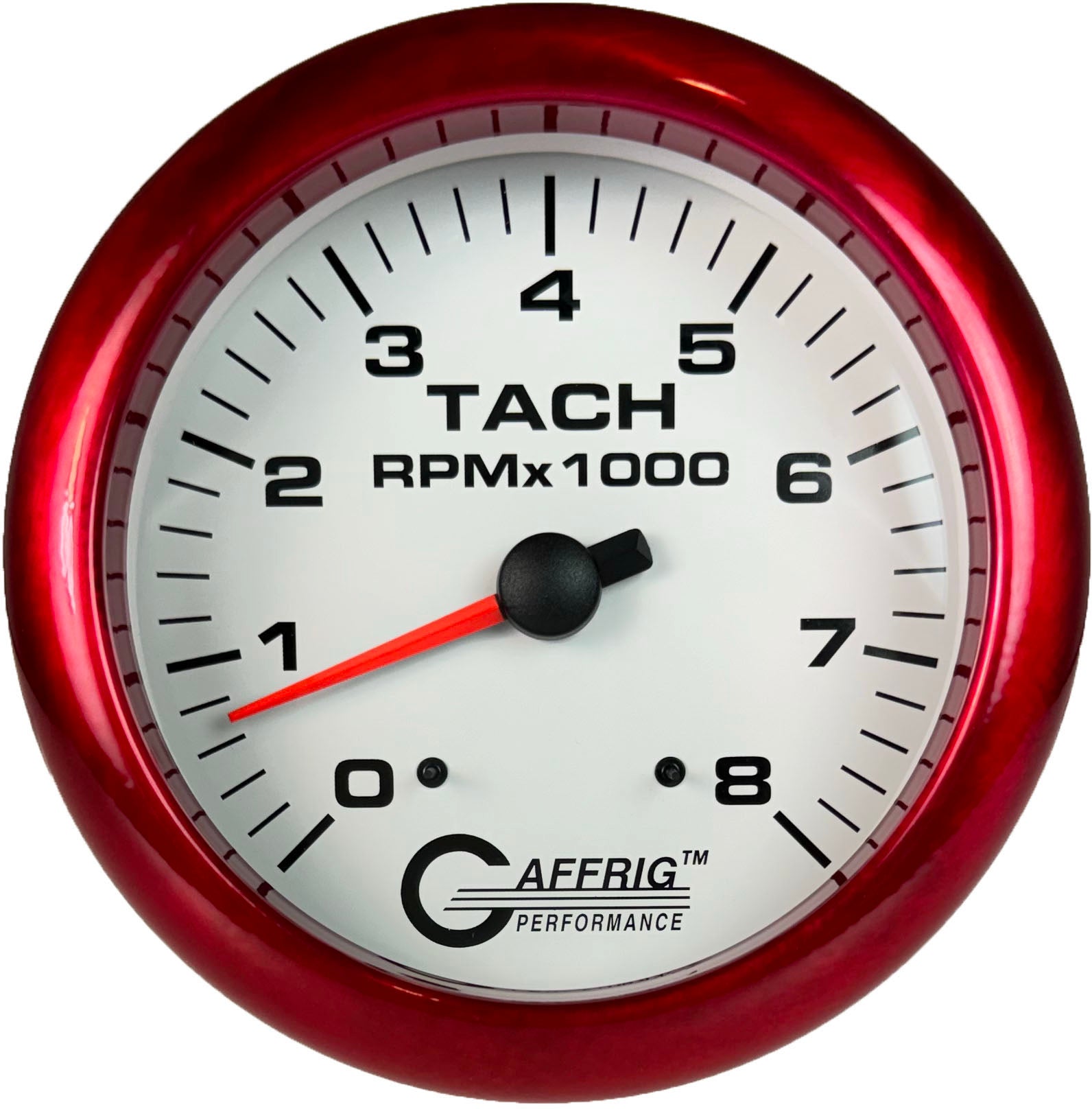 GAFFRIG PART #10019 4 5/8 INCH ELECTRIC TACHOMETER GAUGE 0-8000 RPM WHITE RED