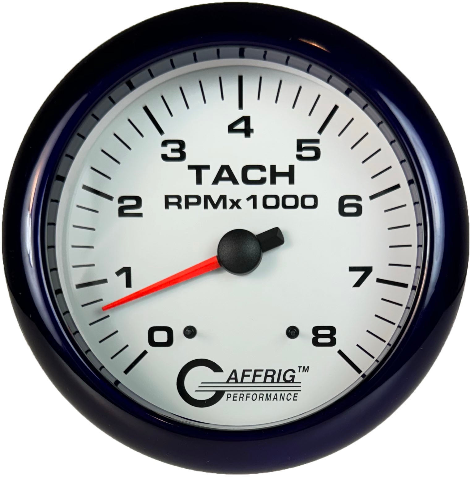 GAFFRIG PART #10019 4 5/8 INCH ELECTRIC TACHOMETER GAUGE 0-8000 RPM WHITE PURPLE
