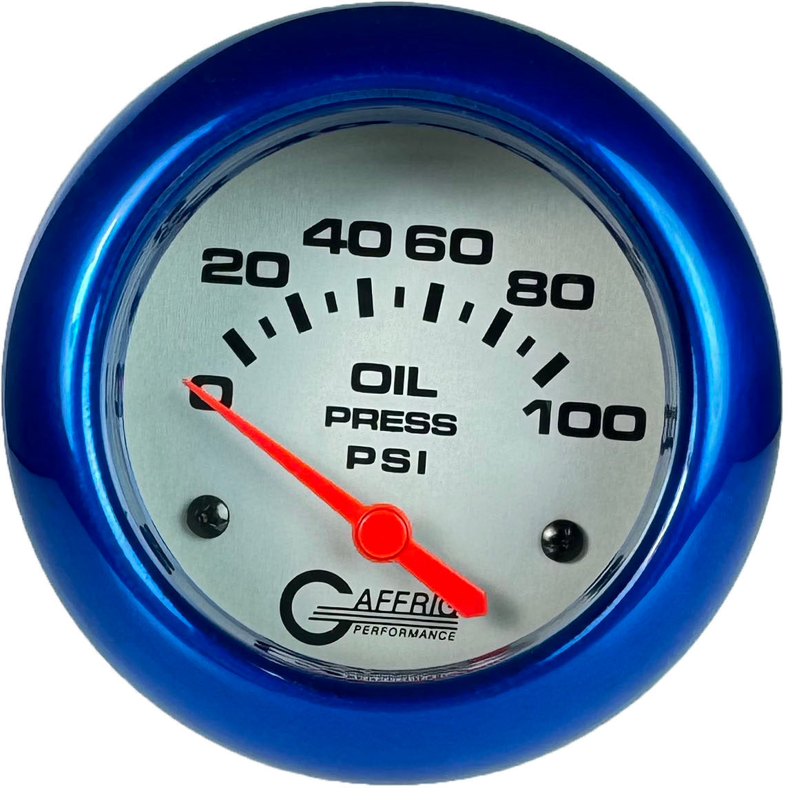 GAFFRIG PART #11002 2 5/8 INCH ELECTRIC OIL PRESSURE 0-100 PSI - INCLUDES SENDER PLATINUM BLUE