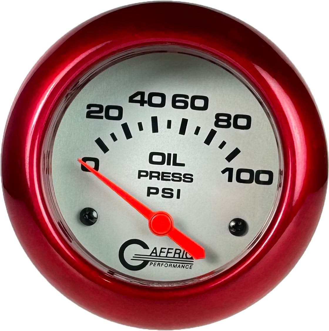 GAFFRIG PART #11002 2 5/8 INCH ELECTRIC OIL PRESSURE 0-100 PSI - INCLUDES SENDER PLATINUM RED