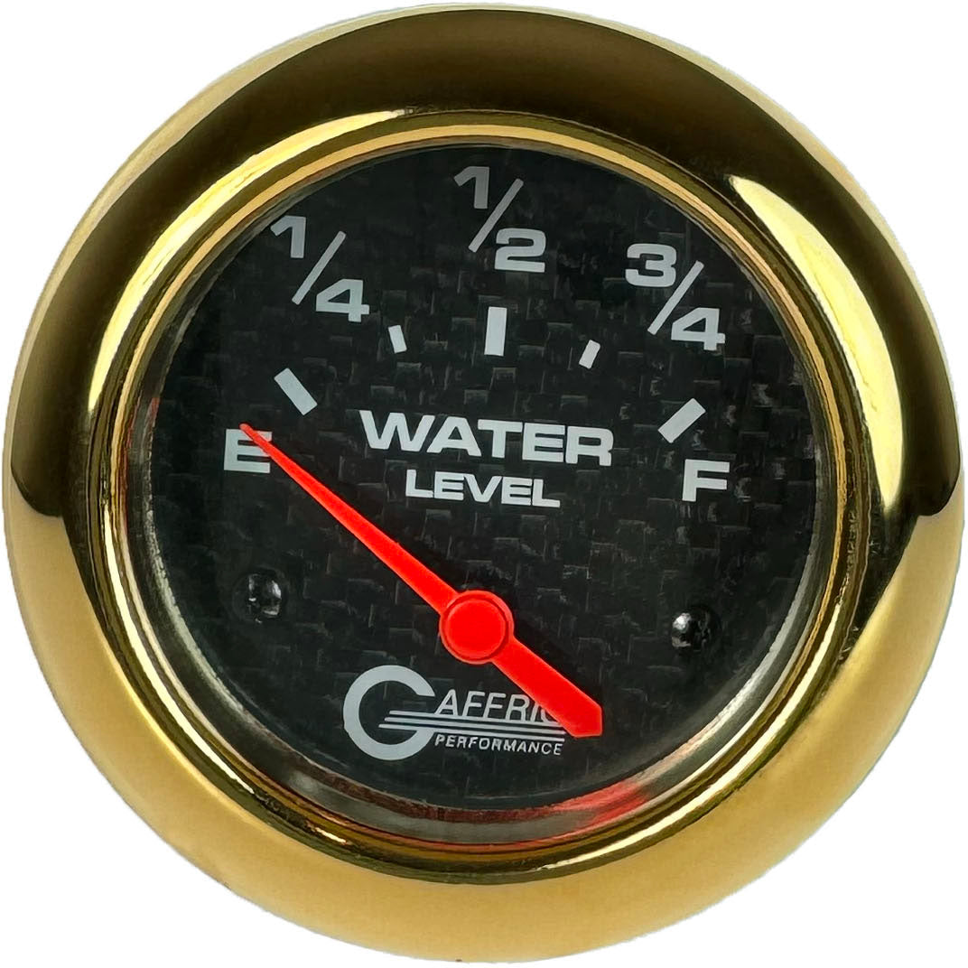 GAFFRIG PART #12009 2 5/8 INCH ELECTRIC WATER LEVEL GAUGE 240-33 OHMS CARBON FIBER GOLD