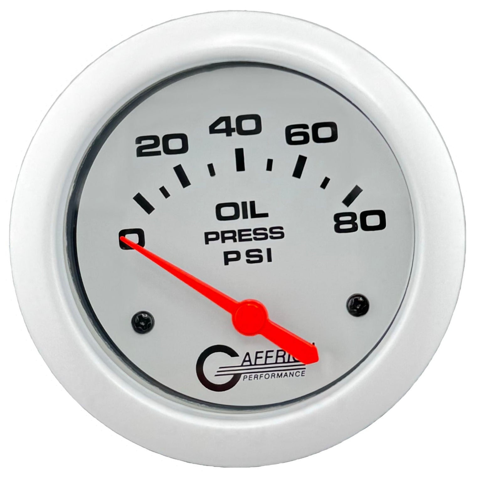 GAFFRIG PART #13001 2 5/8 INCH ELECTRIC OIL PRESSURE 0-80 PSI - INCLUDES SENDER WHITE