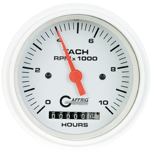 GAFFRIG PART #194756 3 3/8 INCH ELECTRIC TACH/HOUR METER MARINE BOAT GAUGE 0-10000 RPM WHITE