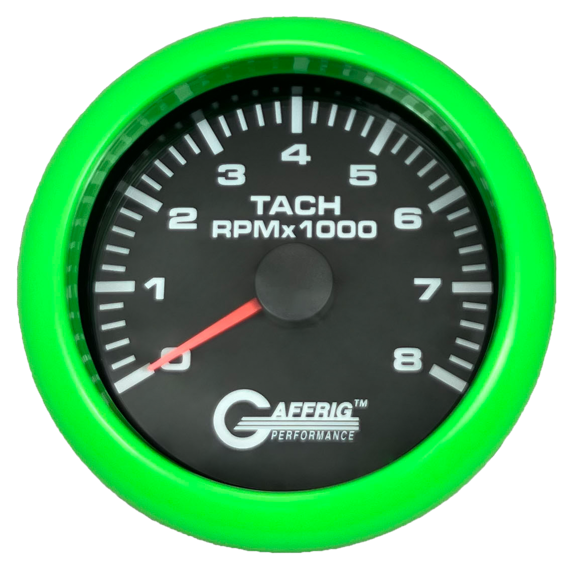 #184254 3 3/8 INCH ELECTRIC TACHOMETER 0-8000 RPM BLACK Lime Green / Step