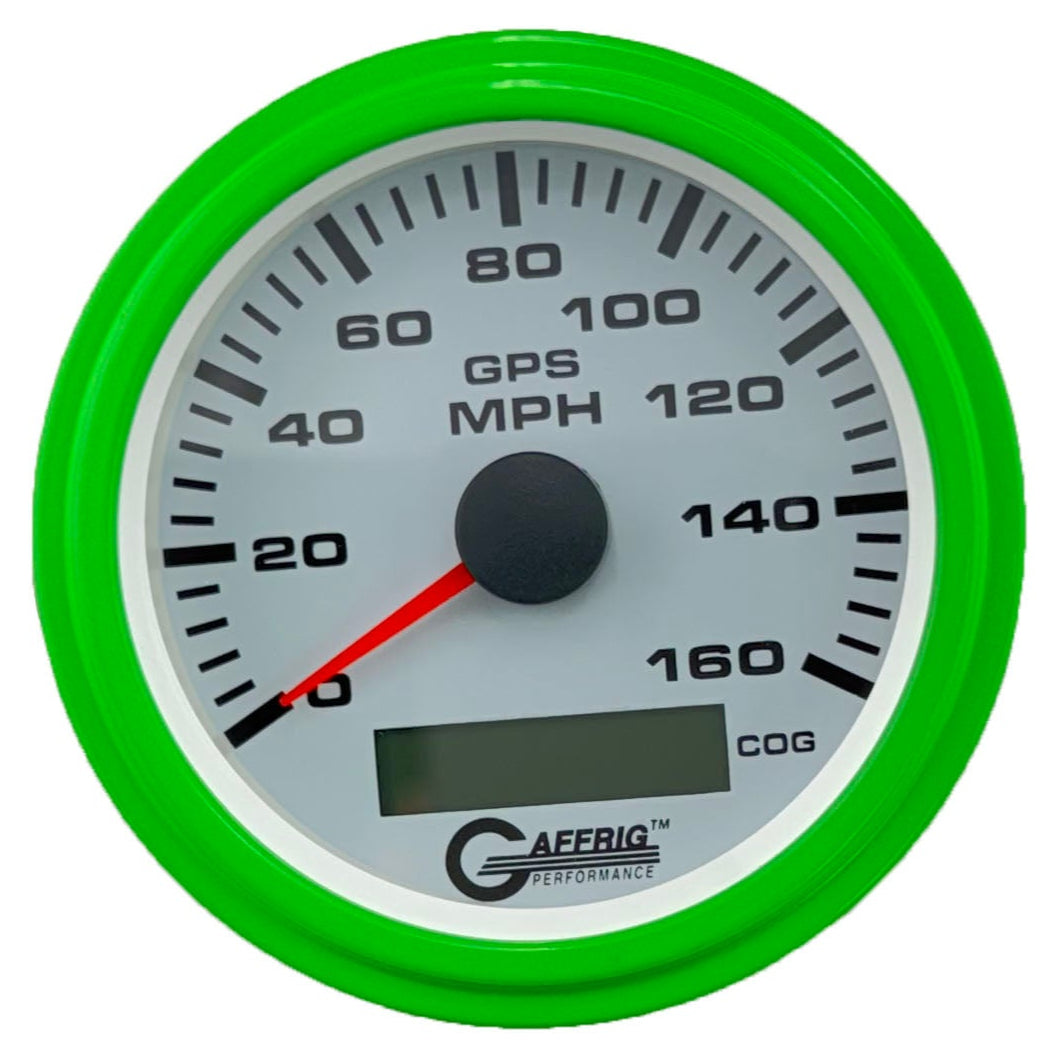 GAFFRIG PART #184516 3 3/8 INCH GPS ANALOG 160 MPH SPEEDOMETER GAUGE KIT WHITE