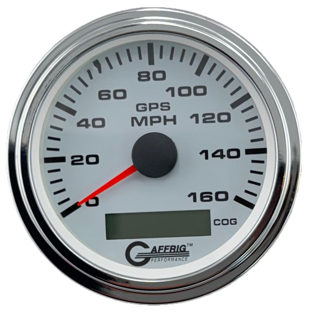 GAFFRIG PART #184516 3 3/8 INCH GPS ANALOG 160 MPH SPEEDOMETER GAUGE KIT WHITE