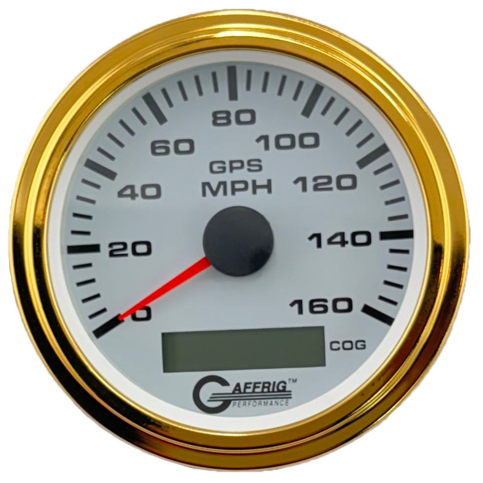 GAFFRIG PART #184516 3 3/8 INCH GPS ANALOG 160 MPH SPEEDOMETER GAUGE KIT WHITE