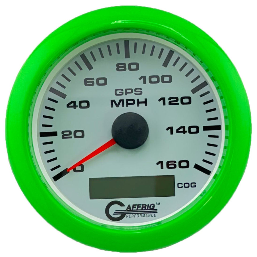 GAFFRIG PART #184516 3 3/8 INCH GPS ANALOG 160 MPH SPEEDOMETER GAUGE KIT WHITE