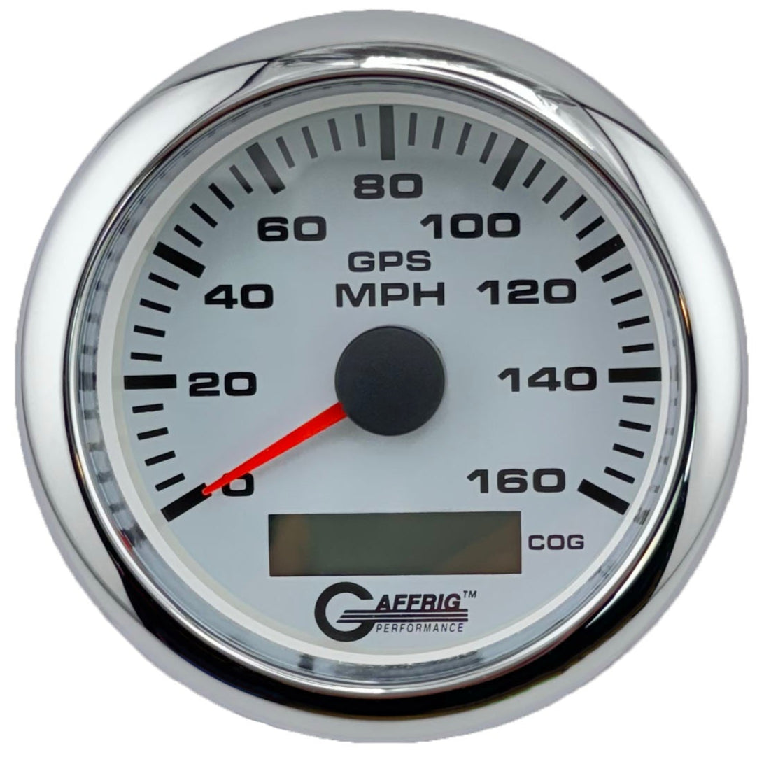 GAFFRIG PART #184516 3 3/8 INCH GPS ANALOG 160 MPH SPEEDOMETER GAUGE KIT WHITE