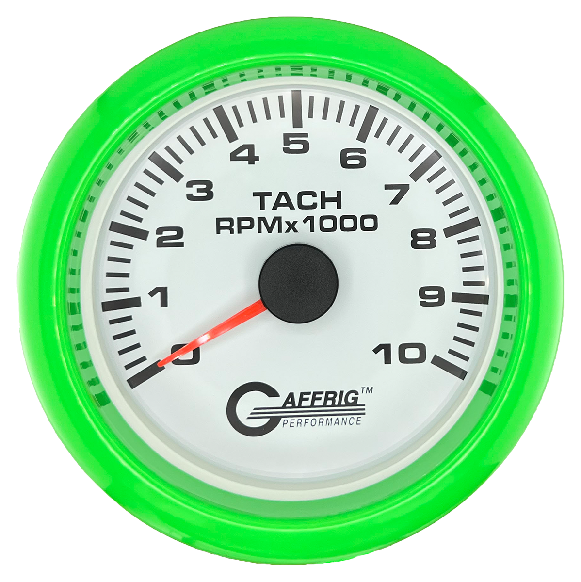 #184750 3 3/8 INCH ELECTRIC TACHOMETER 0-10000 RPM WHITE Lime Green / Step