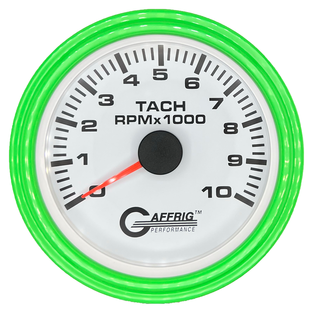 #184750 3 3/8 INCH ELECTRIC TACHOMETER 0-10000 RPM WHITE Lime Green / Step
