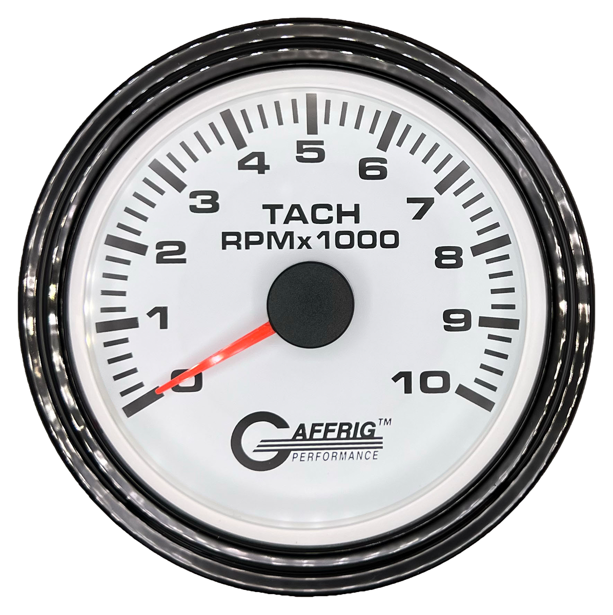 #184750 3 3/8 INCH ELECTRIC TACHOMETER 0-10000 RPM WHITE Black / Step