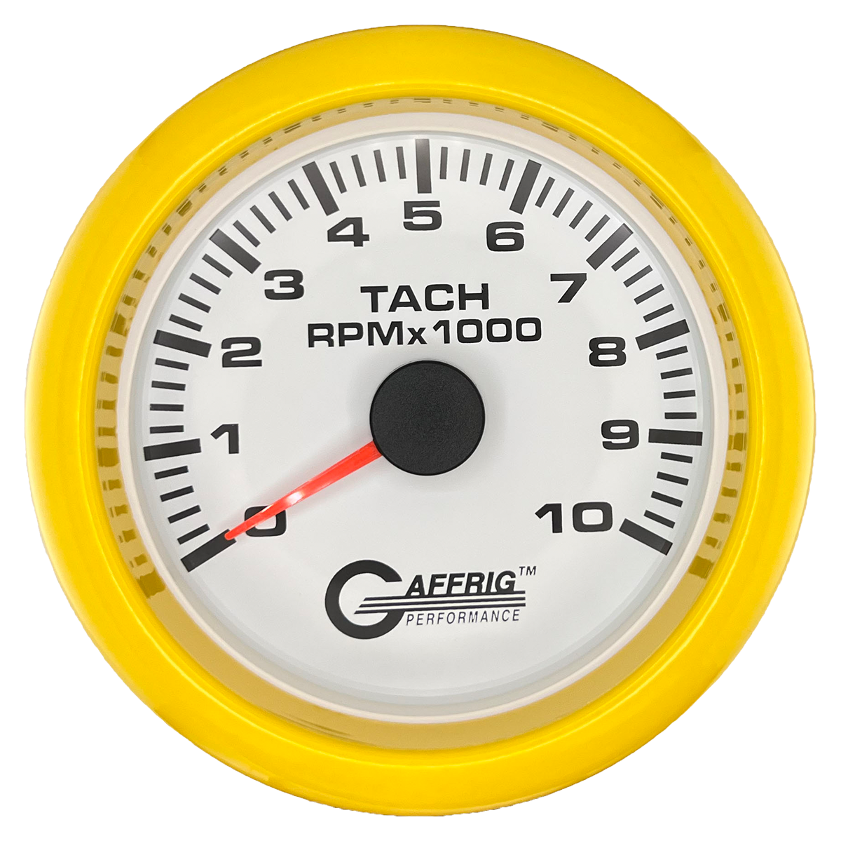 #184750 3 3/8 INCH ELECTRIC TACHOMETER 0-10000 RPM WHITE Yellow / Step