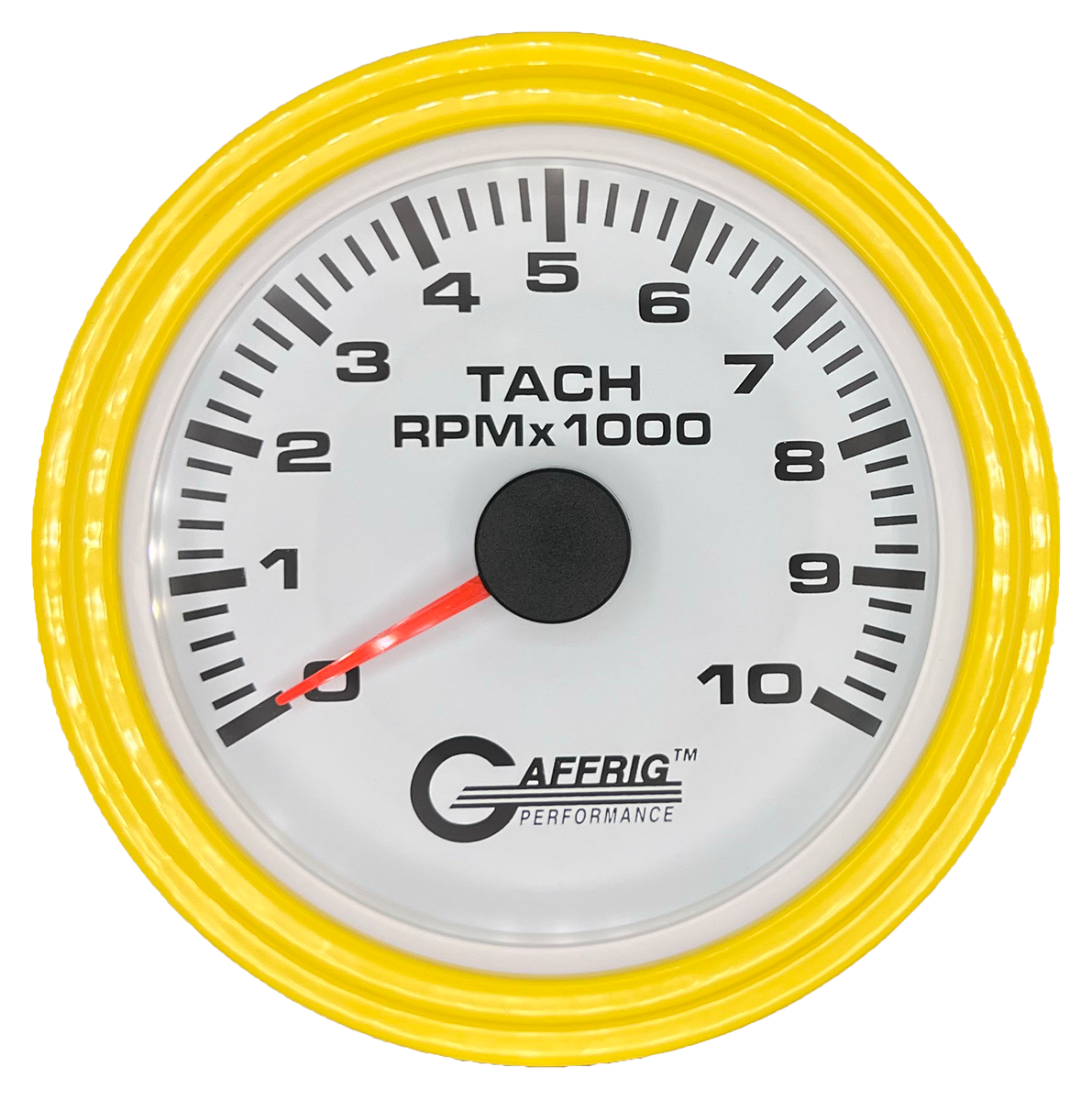 #184750 3 3/8 INCH ELECTRIC TACHOMETER 0-10000 RPM WHITE Yellow / Step