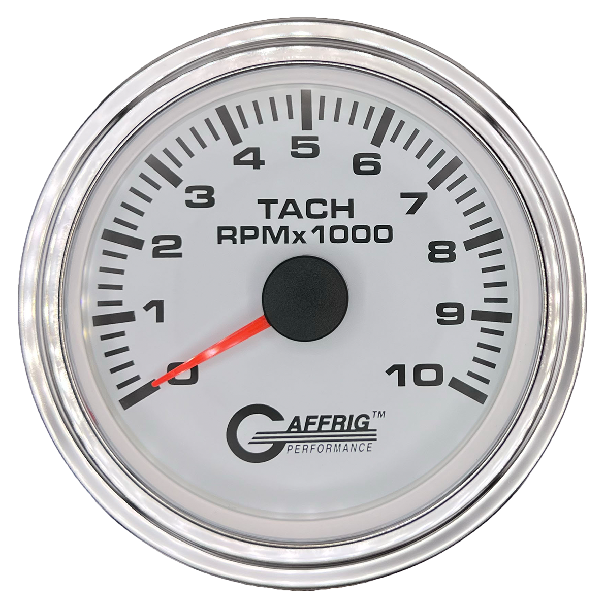 #184750 3 3/8 INCH ELECTRIC TACHOMETER 0-10000 RPM WHITE Chrome / Step