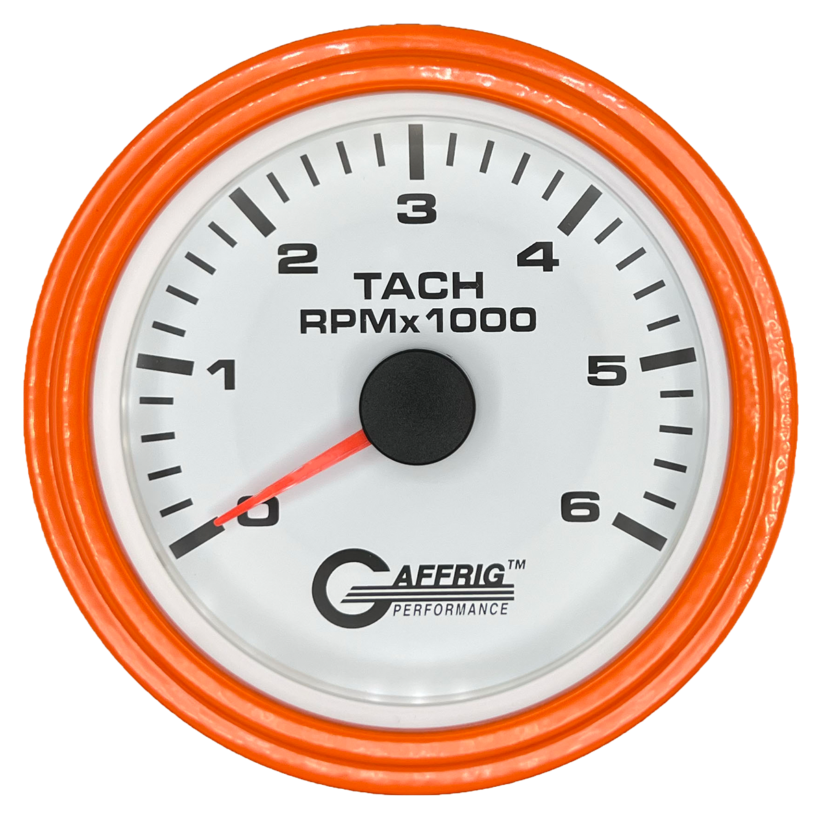 #184752 3 3/8 INCH ELECTRIC TACHOMETER 0-6000 RPM WHITE Orange / Step