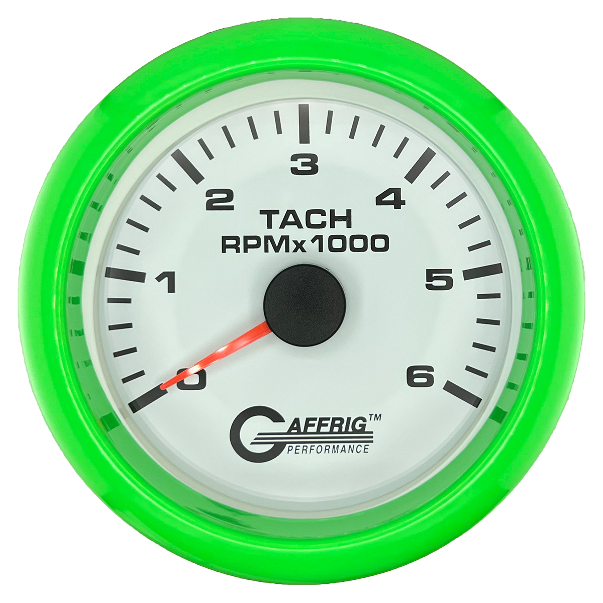 #184752 3 3/8 INCH ELECTRIC TACHOMETER 0-6000 RPM WHITE Lime Green / Step