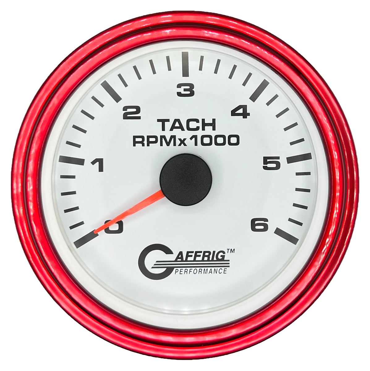 #184752 3 3/8 INCH ELECTRIC TACHOMETER 0-6000 RPM WHITE Red / Step