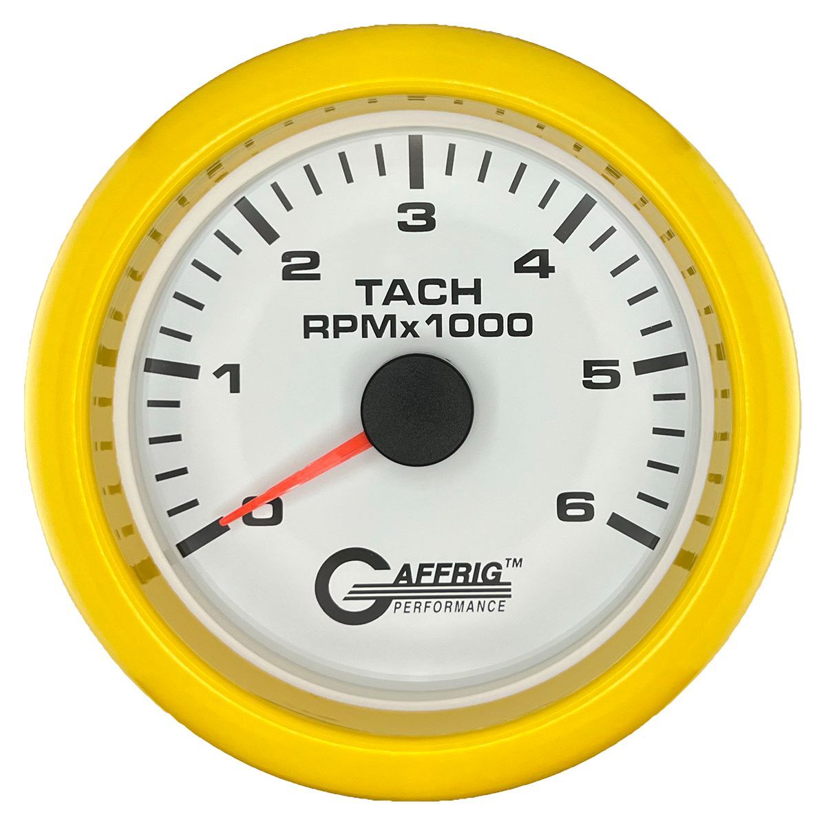 #184752 3 3/8 INCH ELECTRIC TACHOMETER 0-6000 RPM WHITE Yellow / Step