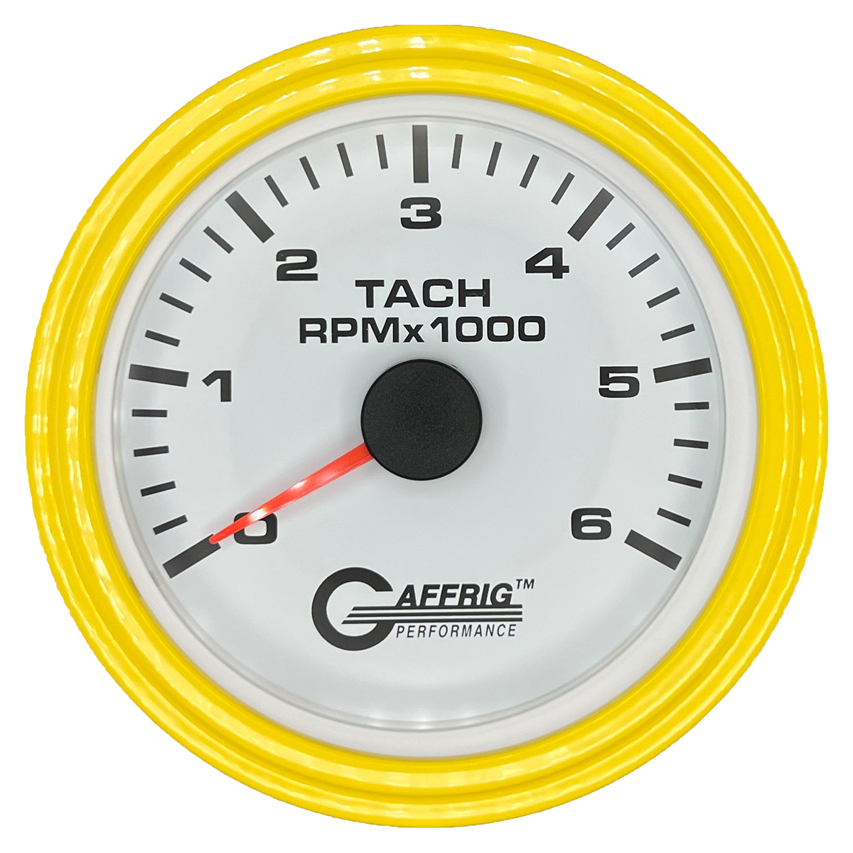 #184752 3 3/8 INCH ELECTRIC TACHOMETER 0-6000 RPM WHITE Yellow / Step