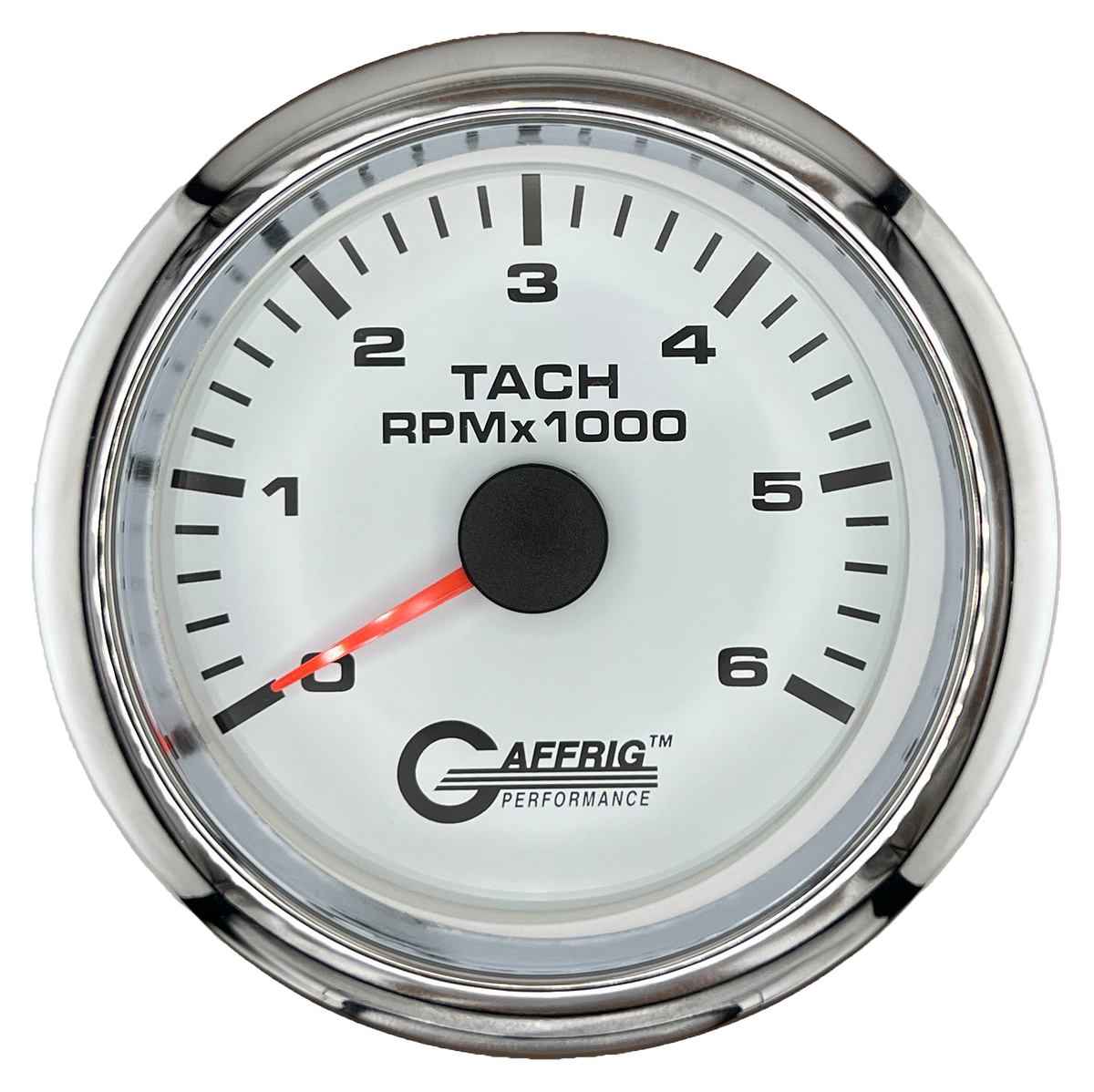 #184752 3 3/8 INCH ELECTRIC TACHOMETER 0-6000 RPM WHITE Chrome / Step