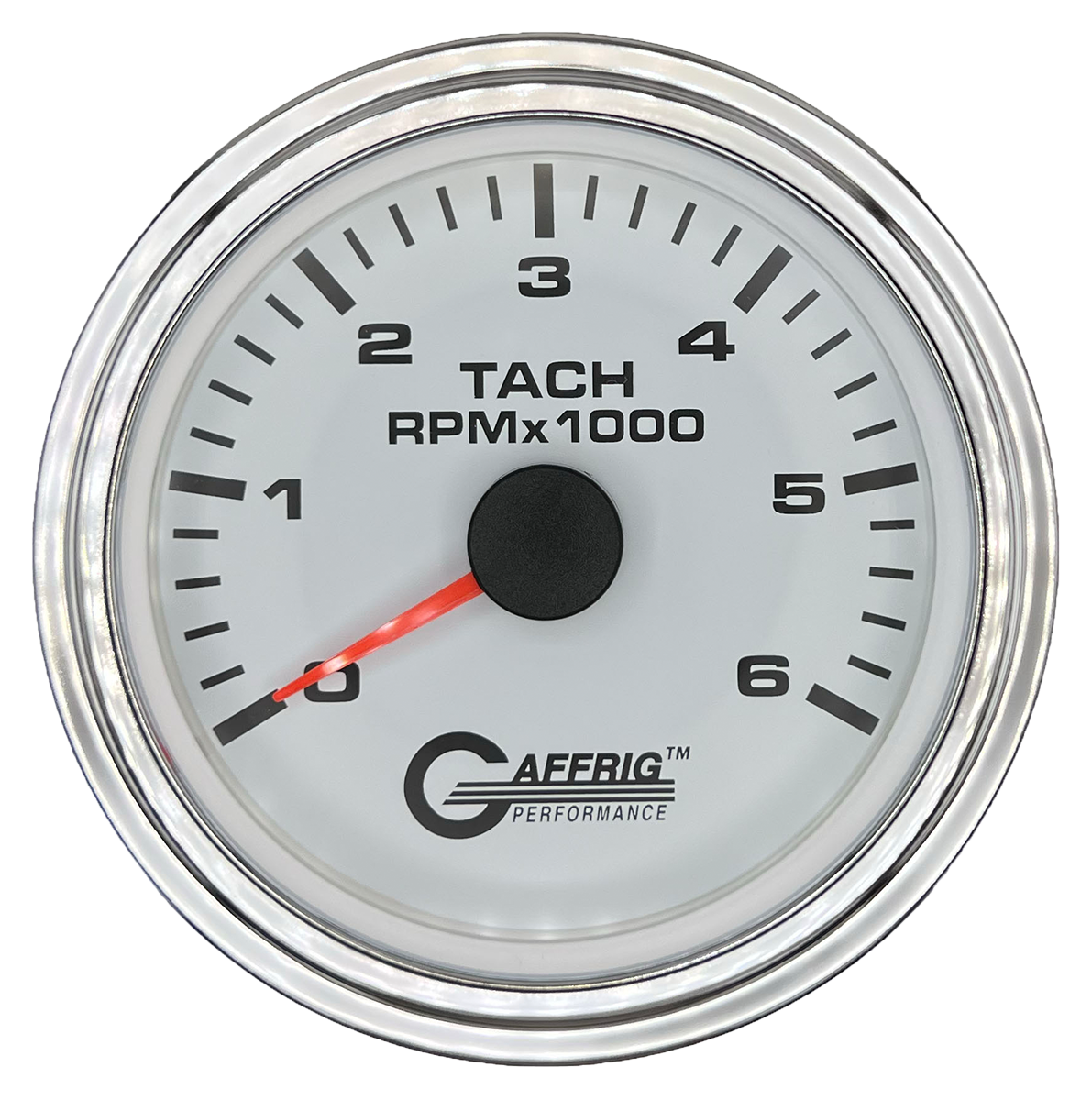 #184752 3 3/8 INCH ELECTRIC TACHOMETER 0-6000 RPM WHITE Chrome / Step