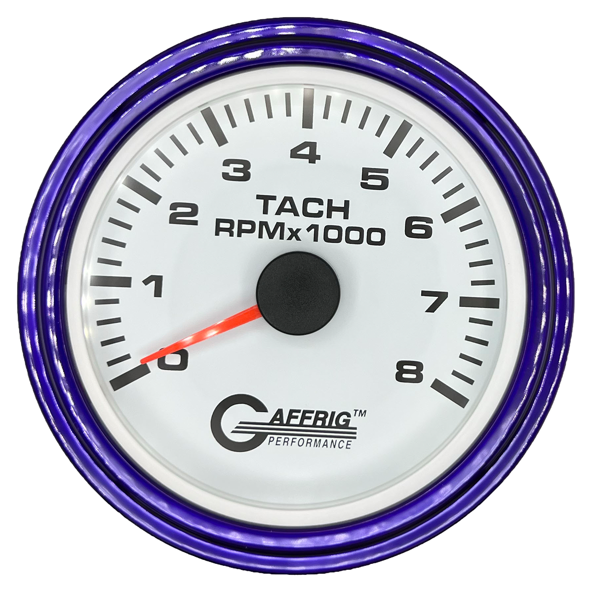 #184754 3 3/8 INCH ELECTRIC TACHOMETER 0-8000 RPM WHITE Purple / Step
