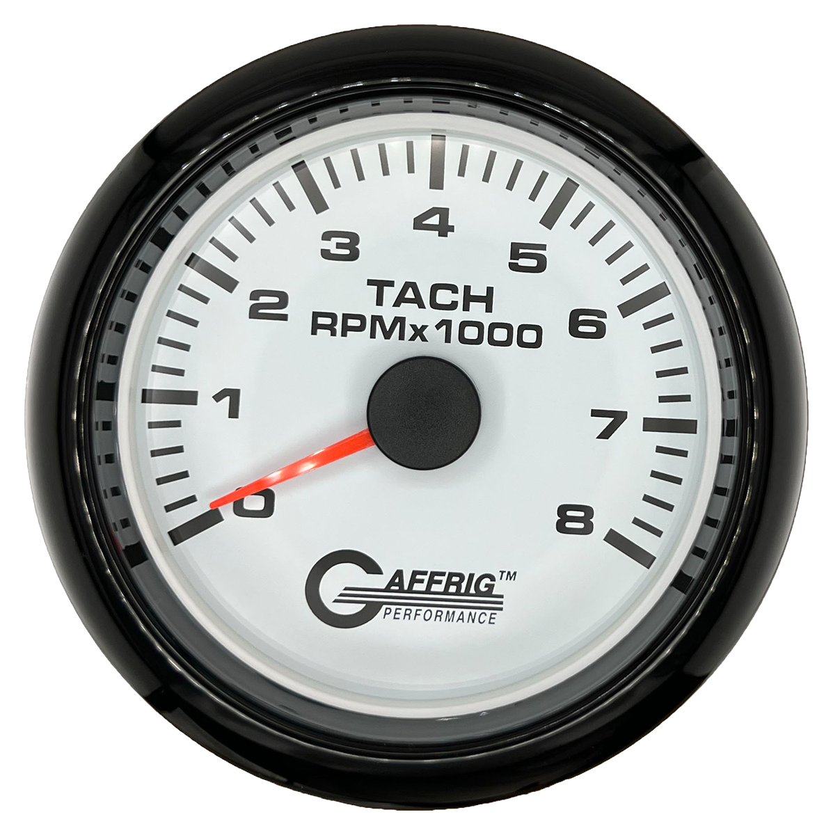 #184754 3 3/8 INCH ELECTRIC TACHOMETER 0-8000 RPM WHITE Black / Step