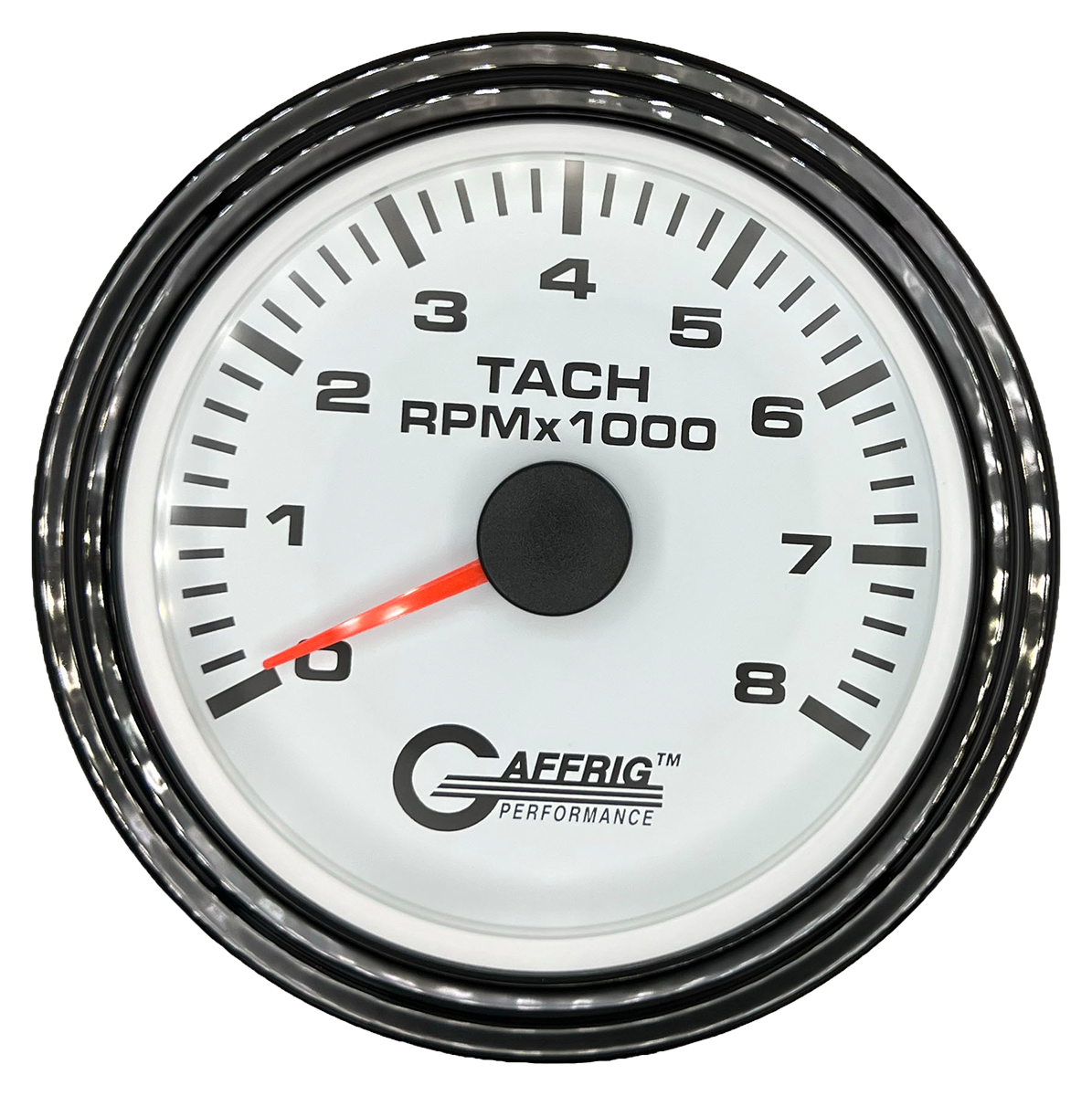 #184754 3 3/8 INCH ELECTRIC TACHOMETER 0-8000 RPM WHITE Black / Step