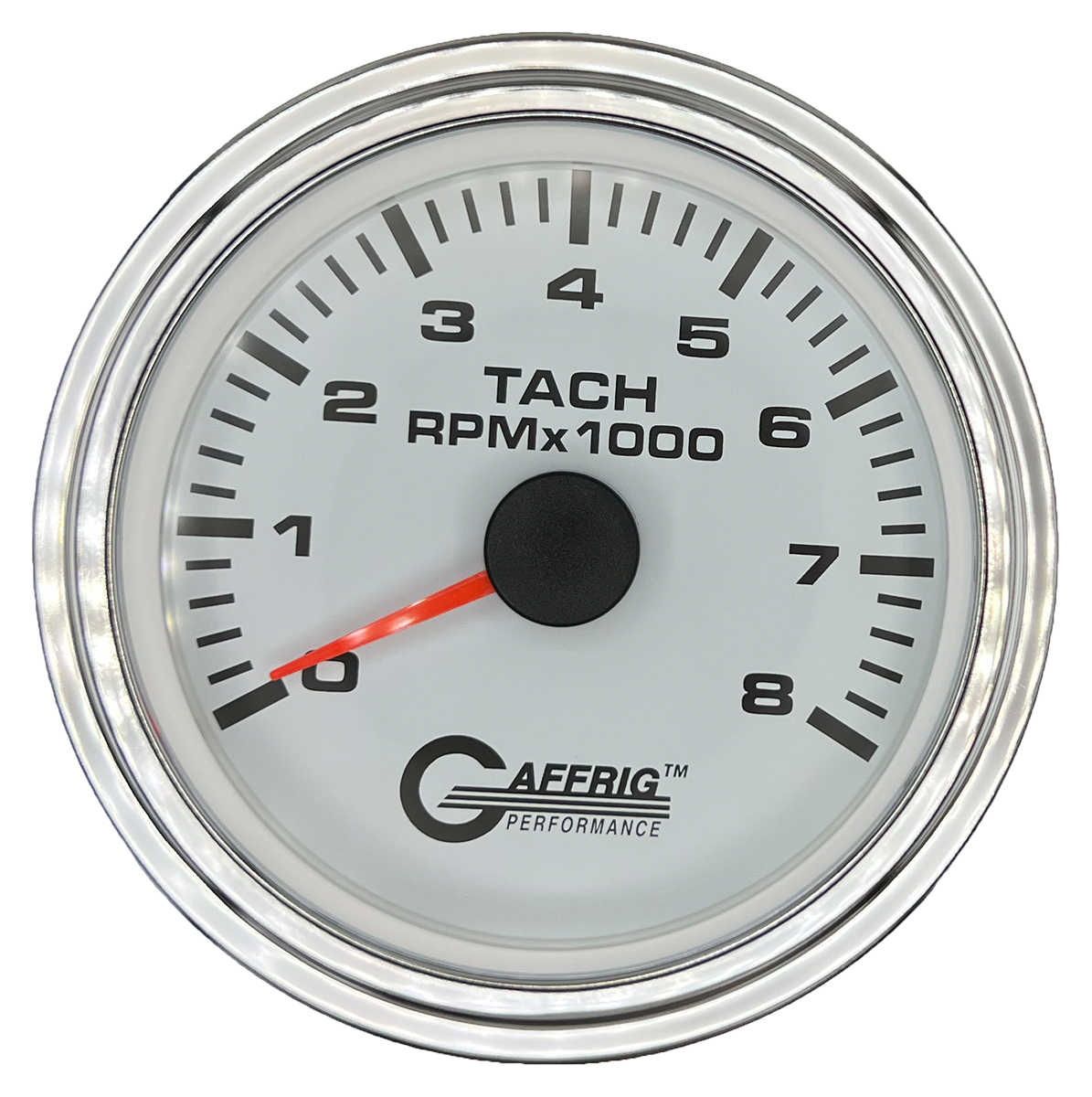 #184754 3 3/8 INCH ELECTRIC TACHOMETER 0-8000 RPM WHITE Chrome / Step