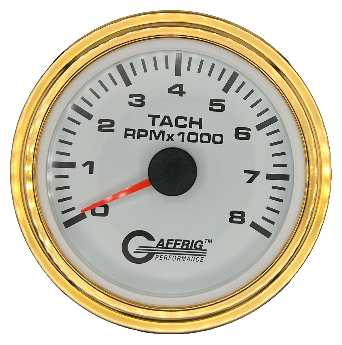 #184754 3 3/8 INCH ELECTRIC TACHOMETER 0-8000 RPM WHITE Gold / Step