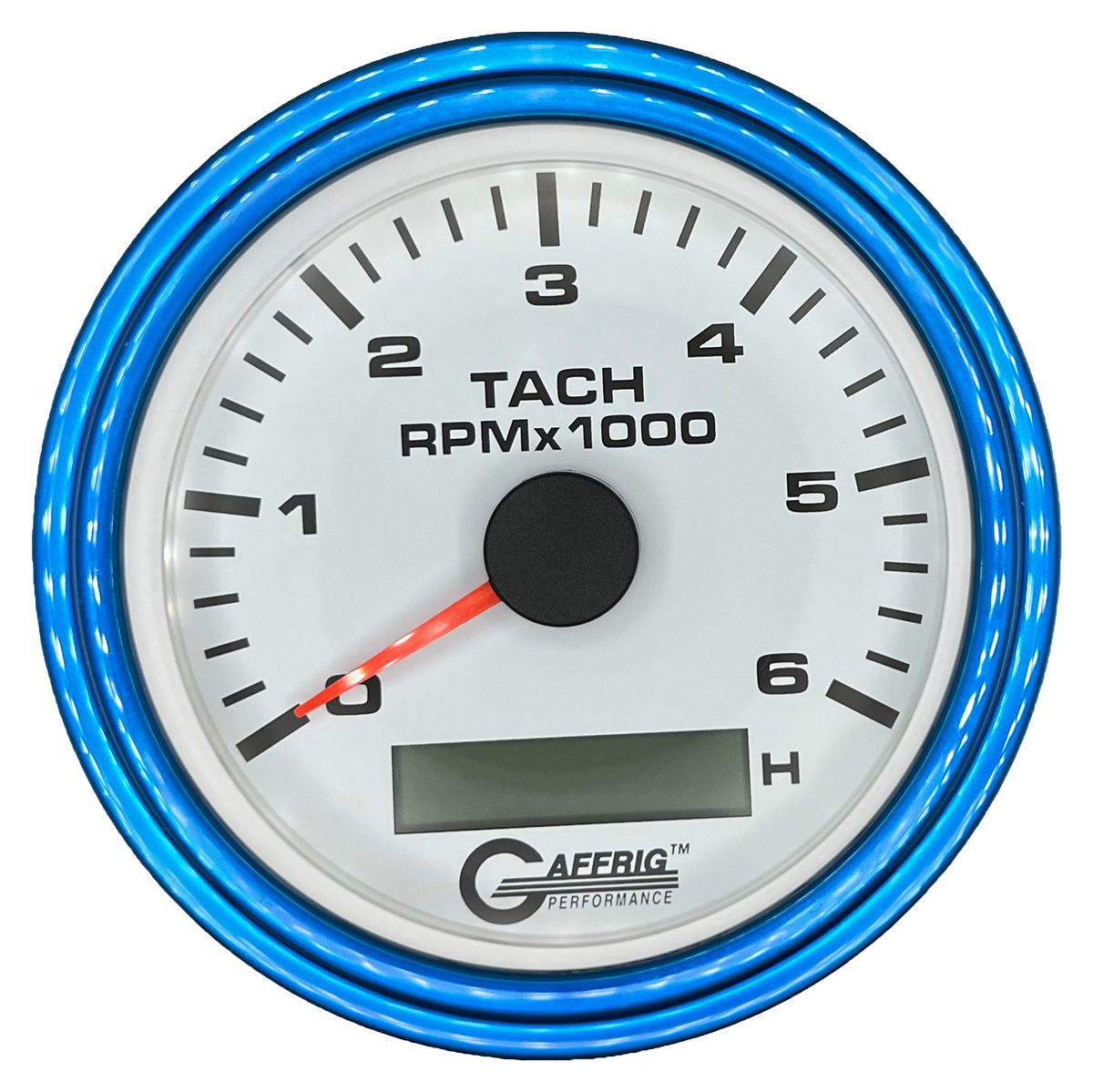 #184758 3 3/8 INCH ELECTRIC TACH/HOUR METER 0-6000 RPM WHITE Blue / Step