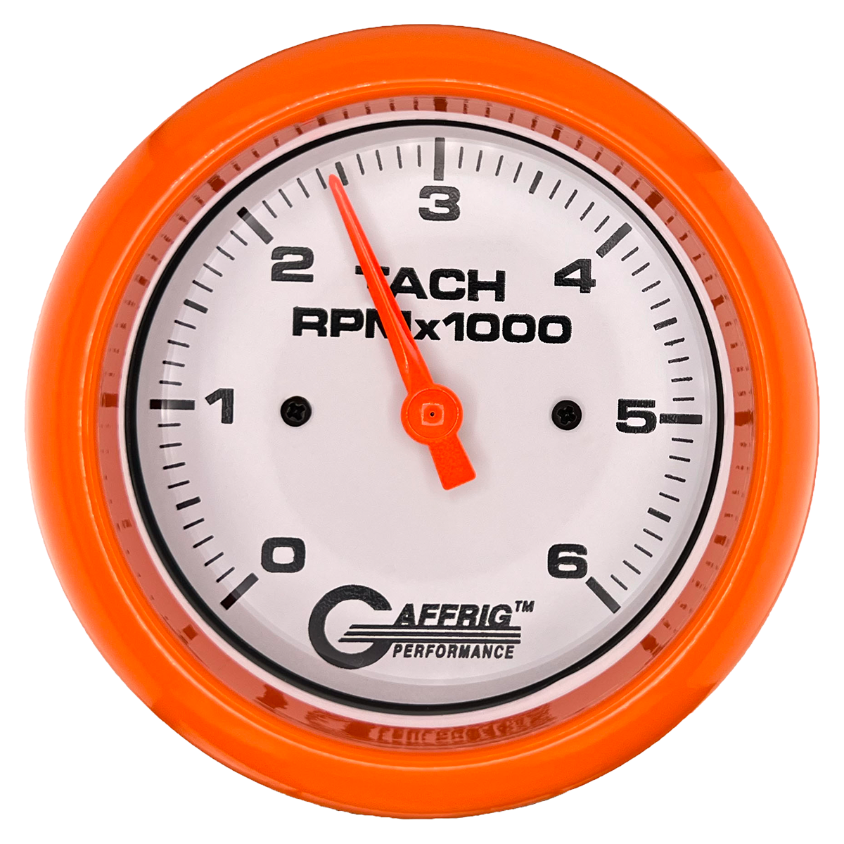 #194752 3 3/8 INCH ELECTRIC TACHOMETER 0-6000 RPM WHITE Orange / Step