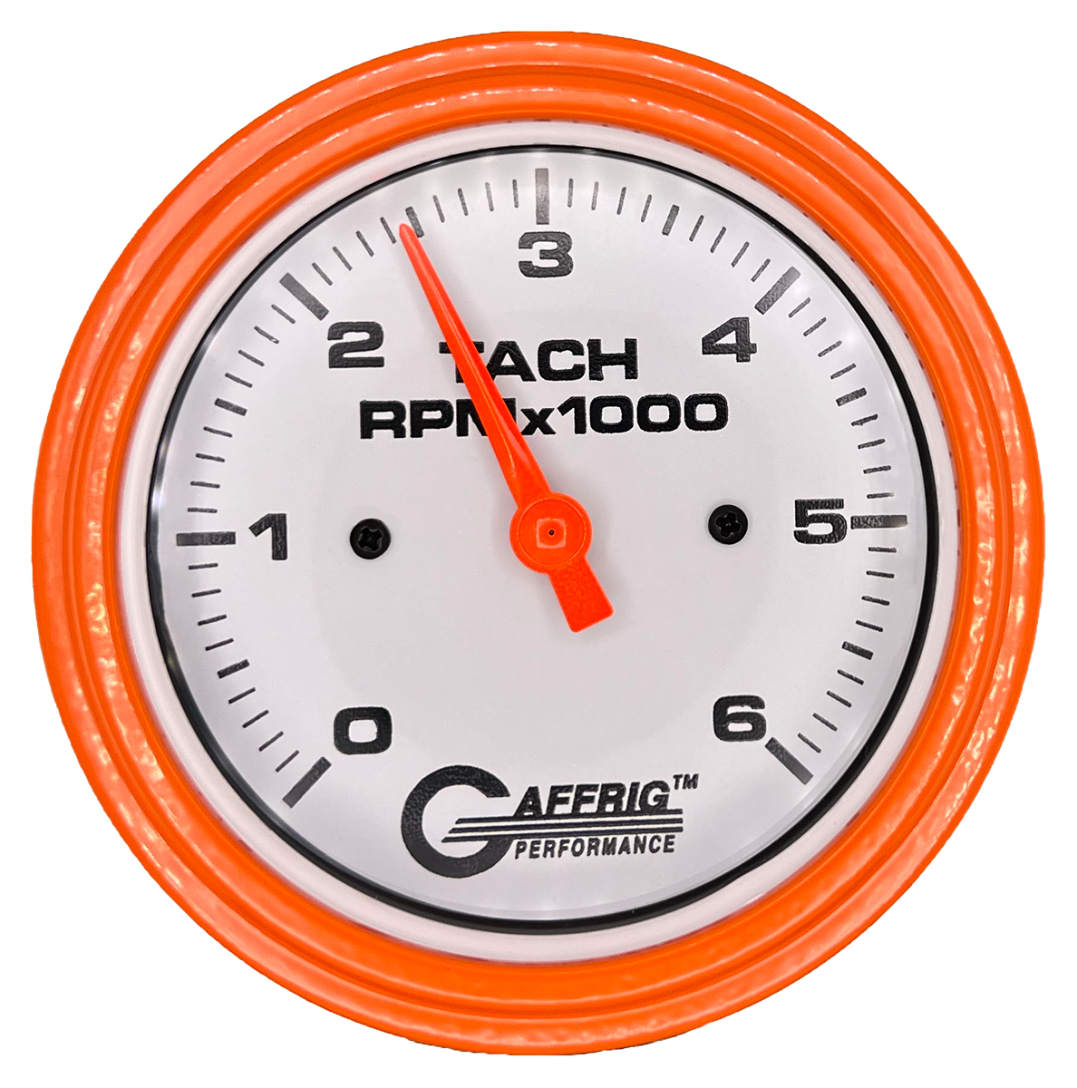 #194752 3 3/8 INCH ELECTRIC TACHOMETER 0-6000 RPM WHITE Orange / Step
