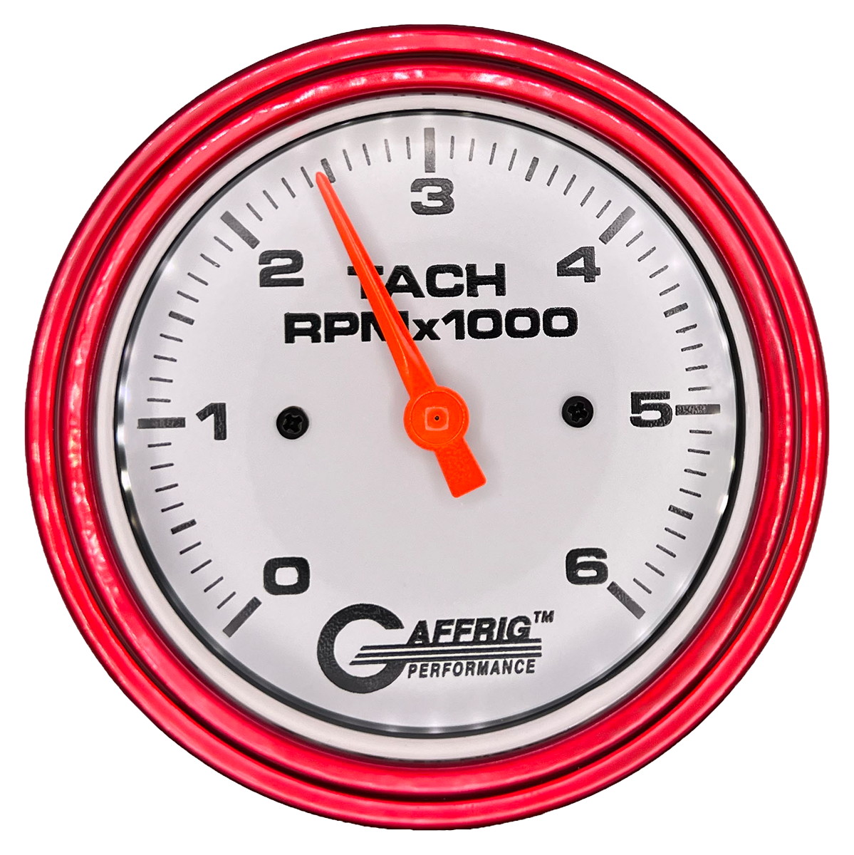 #194752 3 3/8 INCH ELECTRIC TACHOMETER 0-6000 RPM WHITE Red / Step