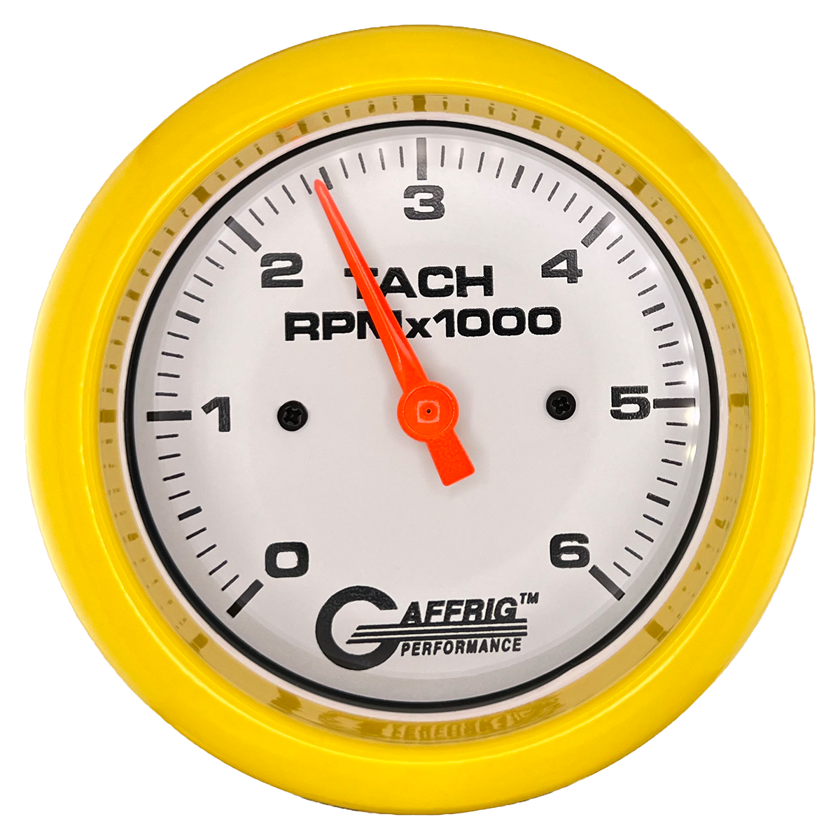 #194752 3 3/8 INCH ELECTRIC TACHOMETER 0-6000 RPM WHITE Yellow / Step