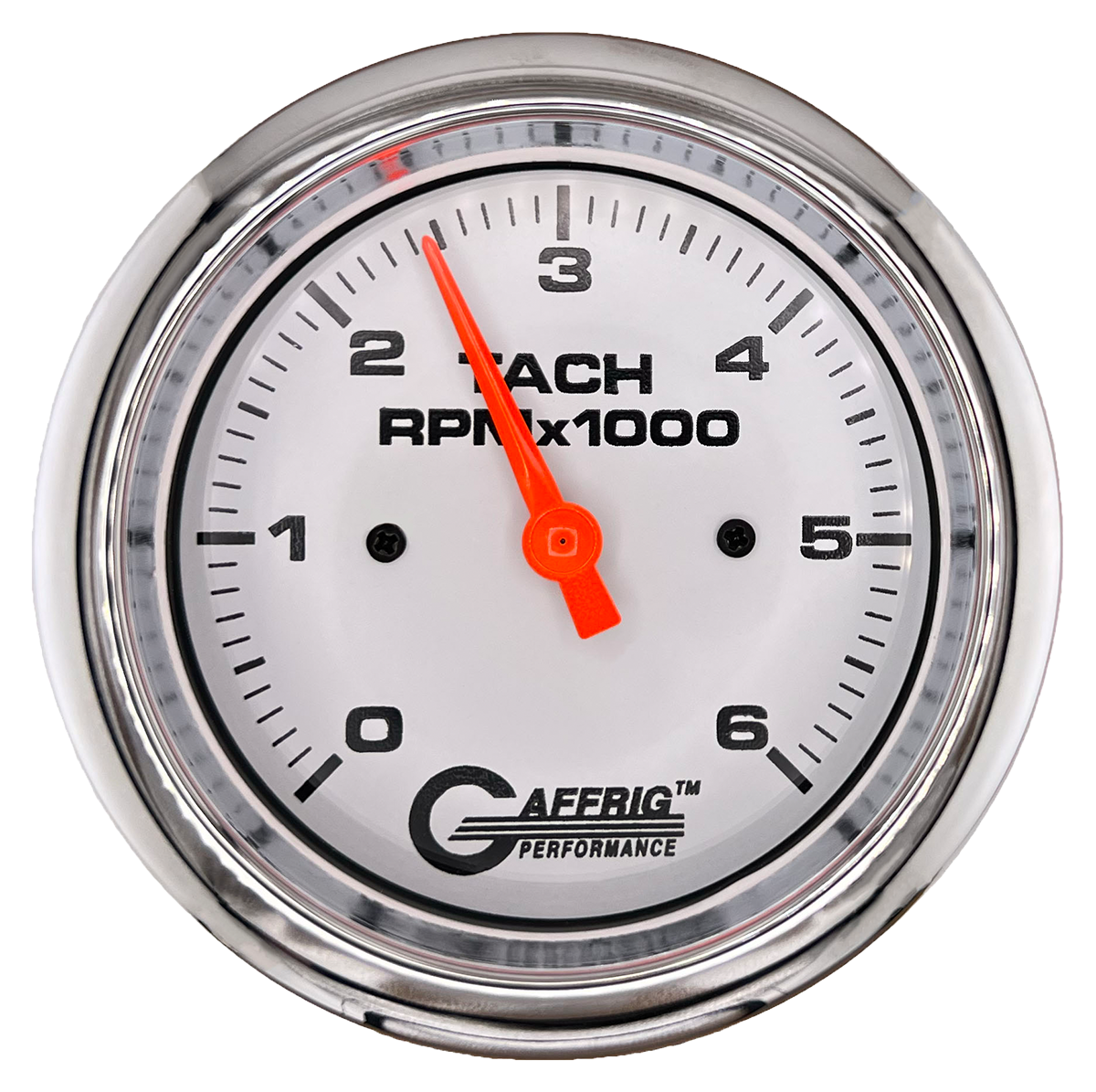 #194752 3 3/8 INCH ELECTRIC TACHOMETER 0-6000 RPM WHITE Chrome / Step