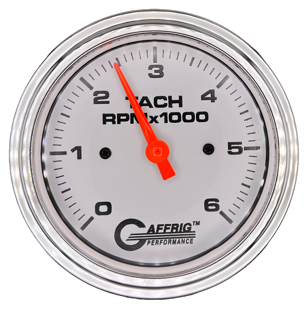#194752 3 3/8 INCH ELECTRIC TACHOMETER 0-6000 RPM WHITE Chrome / Step