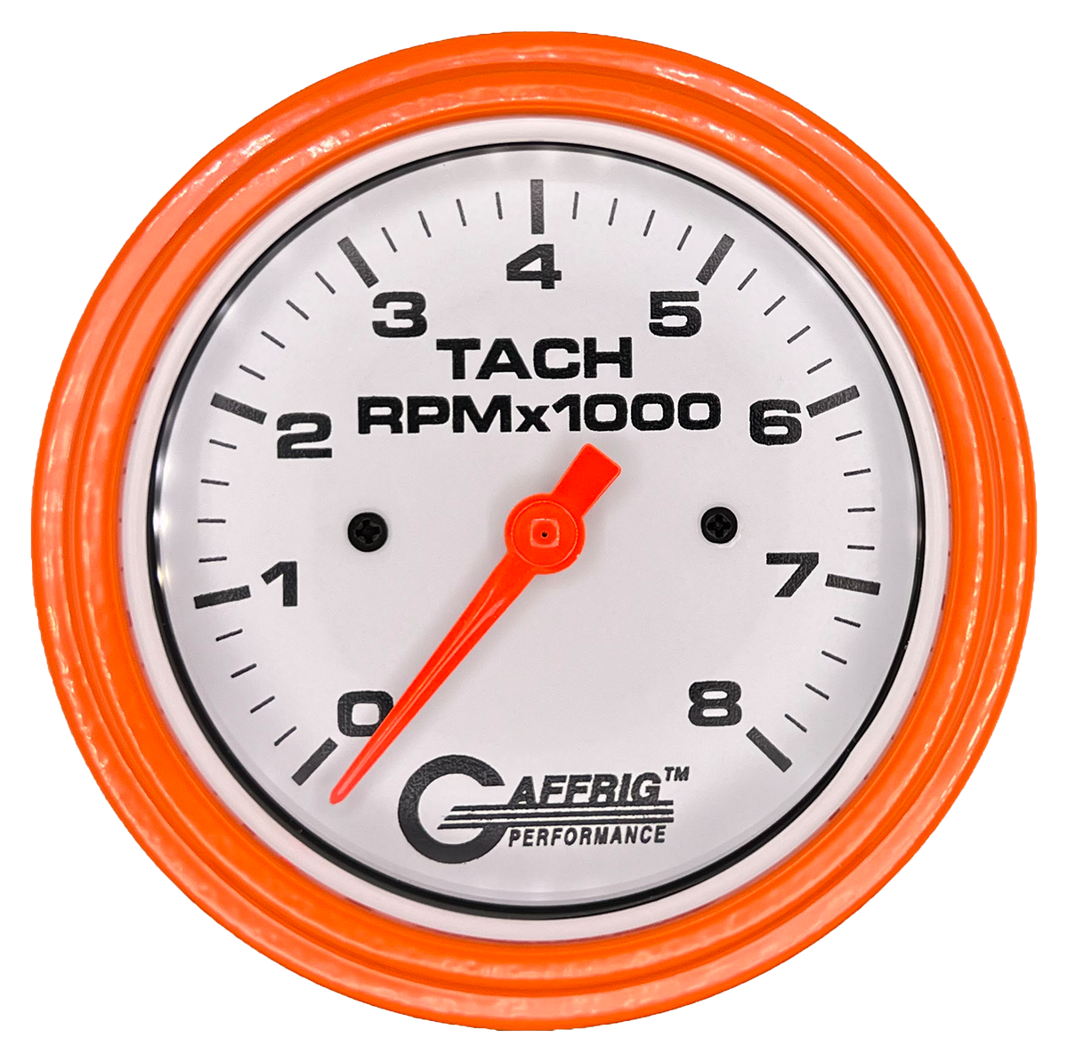 #194754 3 3/8 INCH ELECTRIC TACHOMETER 0-8000 RPM WHITE Orange / Step