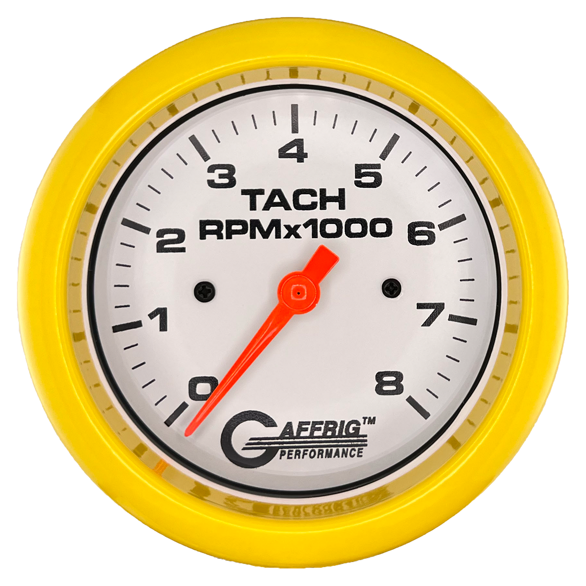 #194754 3 3/8 INCH ELECTRIC TACHOMETER 0-8000 RPM WHITE Yellow / Step