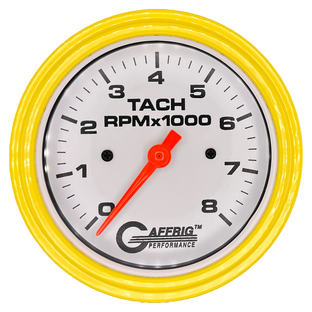 #194754 3 3/8 INCH ELECTRIC TACHOMETER 0-8000 RPM WHITE Yellow / Step