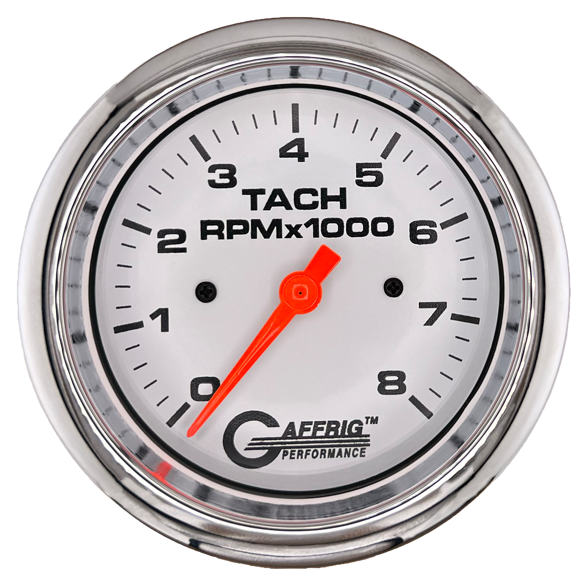 #194754 3 3/8 INCH ELECTRIC TACHOMETER 0-8000 RPM WHITE Chrome / Step