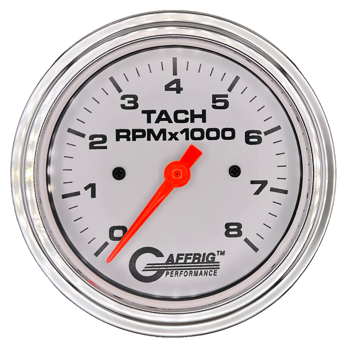 #194754 3 3/8 INCH ELECTRIC TACHOMETER 0-8000 RPM WHITE Chrome / Step
