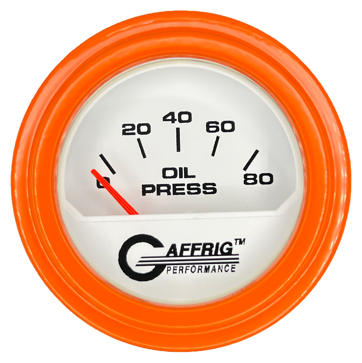 #195516 2 INCH ELECTRIC OIL PRESSURE 0-80 PSI White Orange / Step