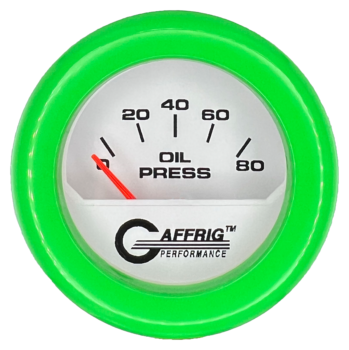 #195516 2 INCH ELECTRIC OIL PRESSURE 0-80 PSI White Lime Green / Step