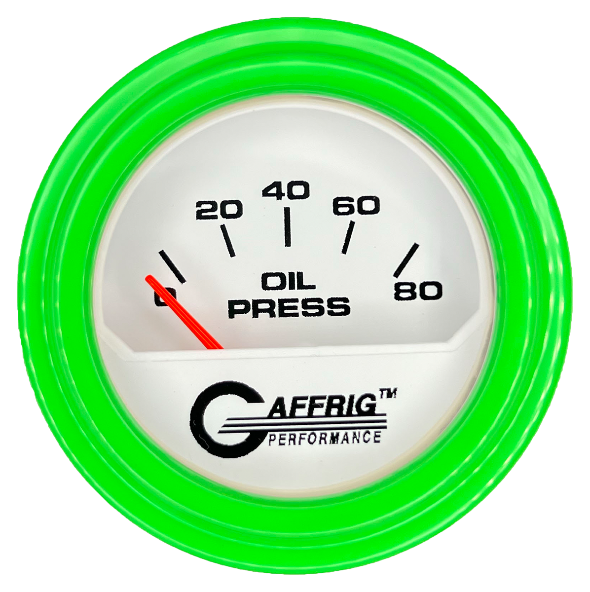 #195516 2 INCH ELECTRIC OIL PRESSURE 0-80 PSI White Lime Green / Step