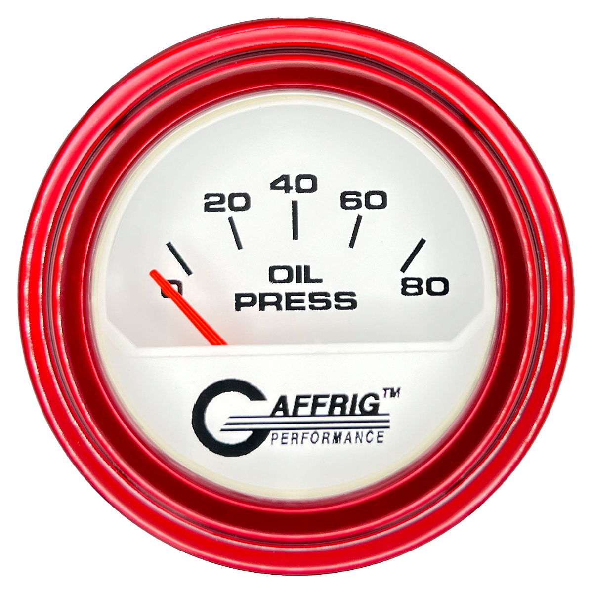 #195516 2 INCH ELECTRIC OIL PRESSURE 0-80 PSI White Red / Step