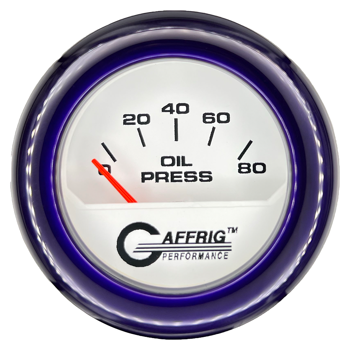 #195516 2 INCH ELECTRIC OIL PRESSURE 0-80 PSI White Purple / Step