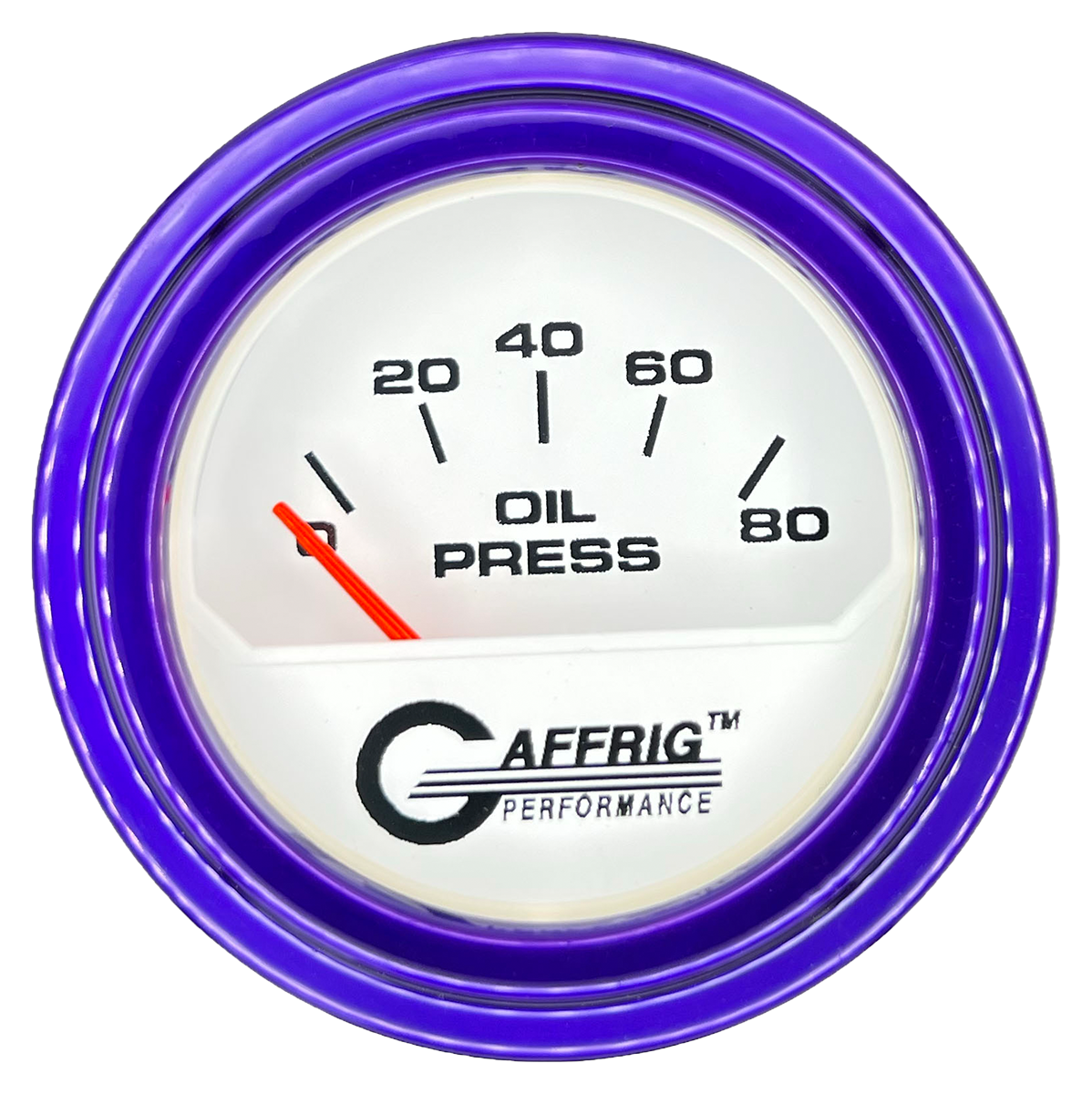 #195516 2 INCH ELECTRIC OIL PRESSURE 0-80 PSI White Purple / Step