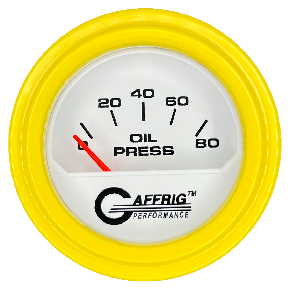 #195516 2 INCH ELECTRIC OIL PRESSURE 0-80 PSI White Yellow / Step